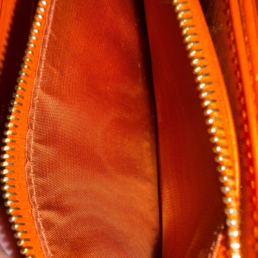 Prada Saffiano Pebbled Leather Zip Wallet - Beige orange lining - Picture 4 of 4